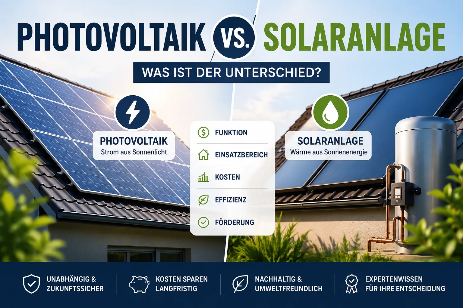 Worin unterscheiden sich Photovoltaik- und Solaranlage?