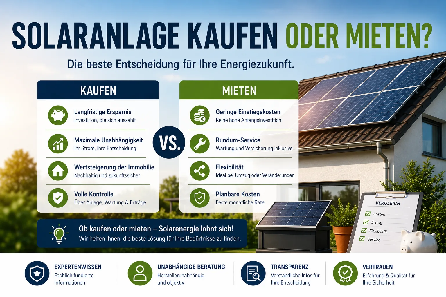 Solaranlage kaufen oder mieten?